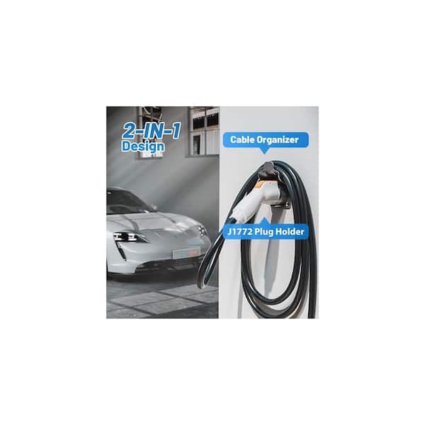 AplysiaTech J1772 EV Charger Cable Holder – Wall Mount Nozzle Holster, Black – Keep Your EV Charging Cable Neat & Safe