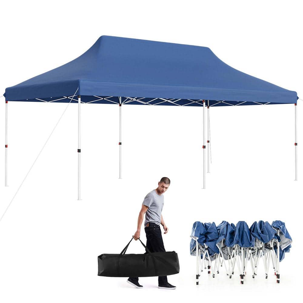 ★B-T★ Costway 10 ft. x 20 ft. Blue Pop-up Canopy Sun Protection