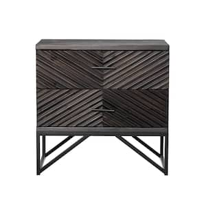 Modern Black 2 Drawer 23.25 in. W Nightstand