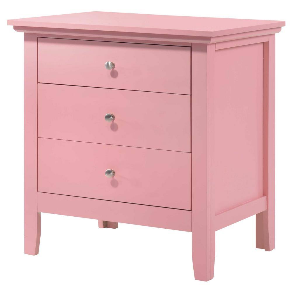 Hammond Pink 3-Drawer Solid Wood Nightstand