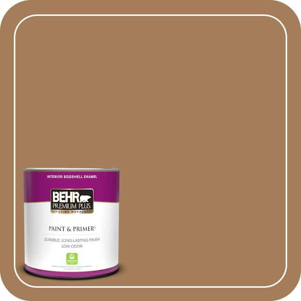 BEHR PREMIUM PLUS 1 qt. #270F-6 Fudge Truffle Eggshell Enamel Low Odor Interior Paint & Primer
