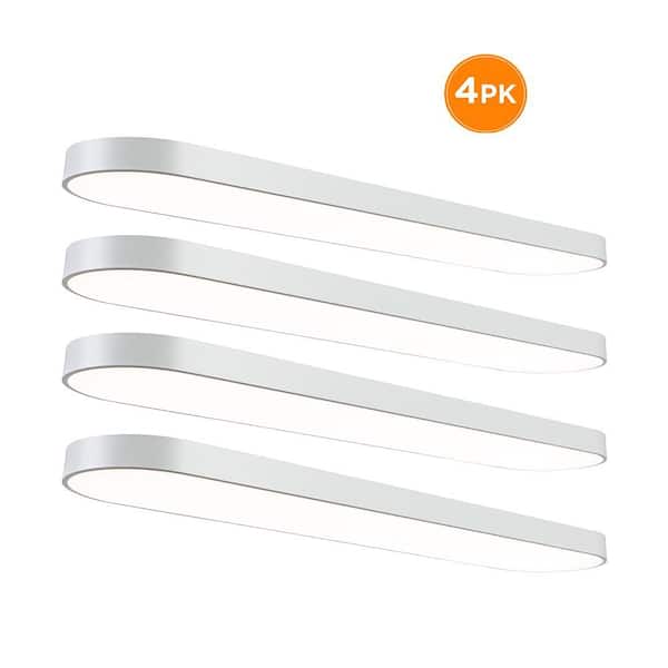 4-Pack 4 ft. x 10 in. LED Flush Mount Ceiling Light, Selectable CCT 2700K-5000K, Dimmable Low Profile 4000LM 55W, White