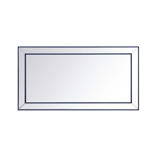 Unbranded Timeless Home 60 in. W x 32 in. H x Contemporary Frameless Rectangle Blue Mirror
