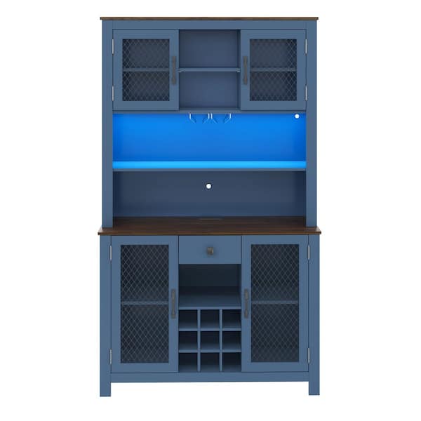 Harper & Bright Designs Navy Blue 47.1 in. W Bar Cabinet Kitchen