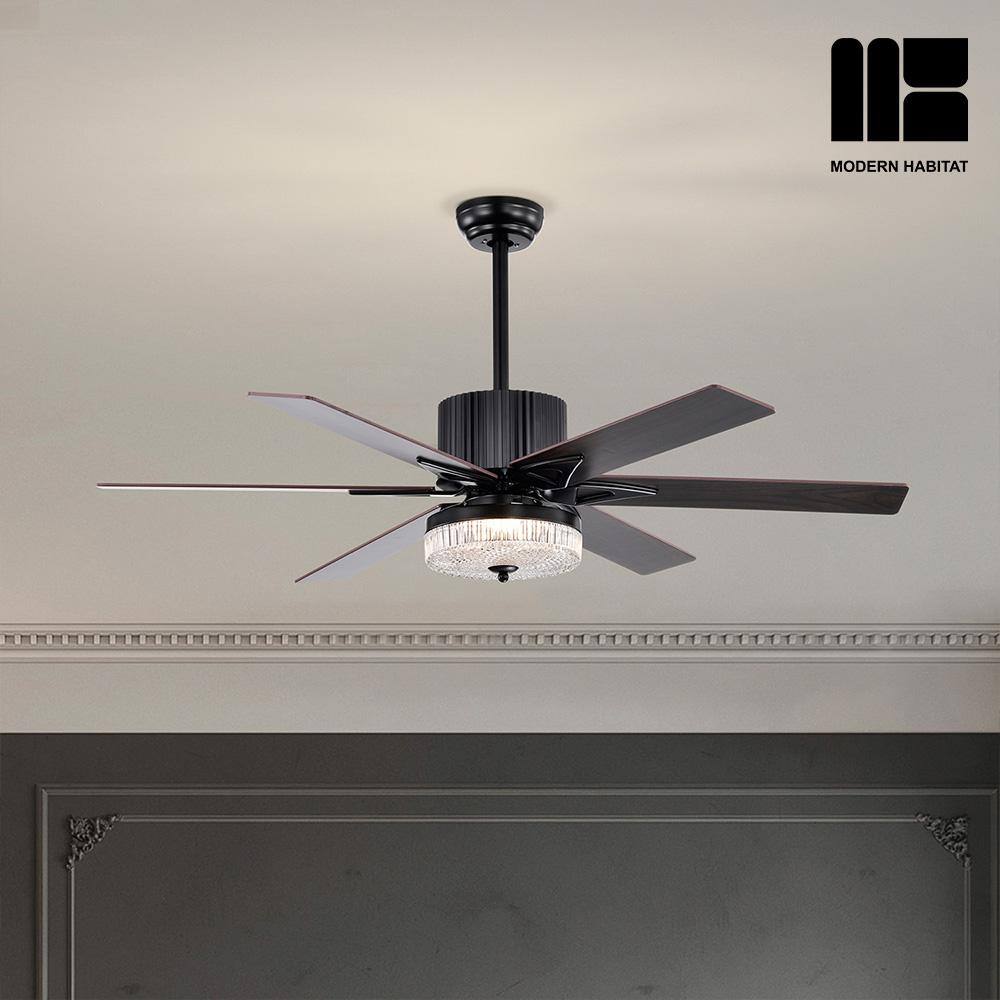 Matte Black 52'' Ceiling Fan with LED Light and Remote
