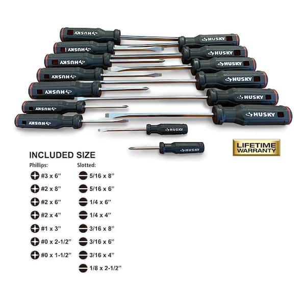 15PIECE MAGNETIC SCREWDRIVER SET(Phillips-Slotted)