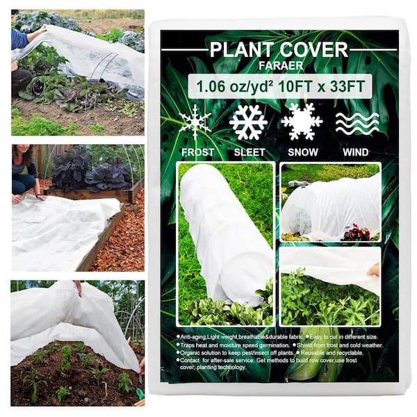 10 ft. x 33 ft. Fabric Plant Covers Freeze ProtectionReusable Frost Protection Row Cover Blanket for Winter Garden
