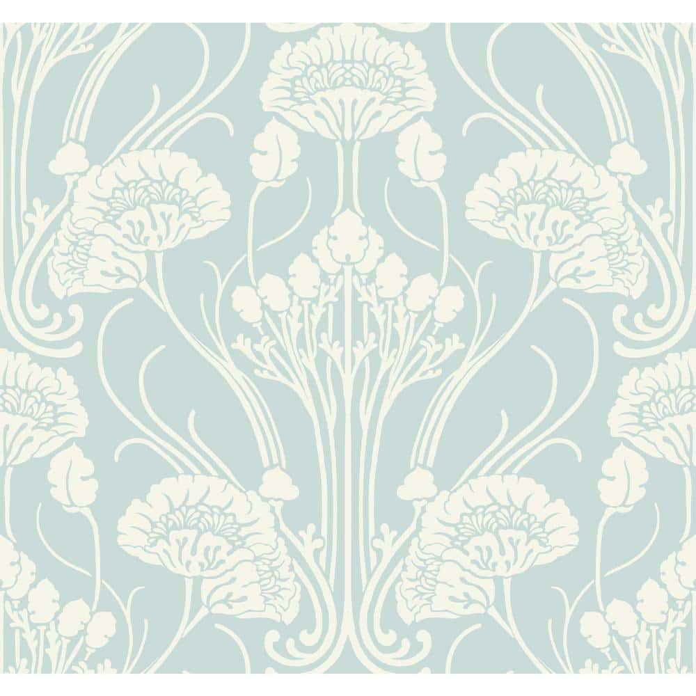 Light Blue Non-Woven Damask Wallpaper Roll