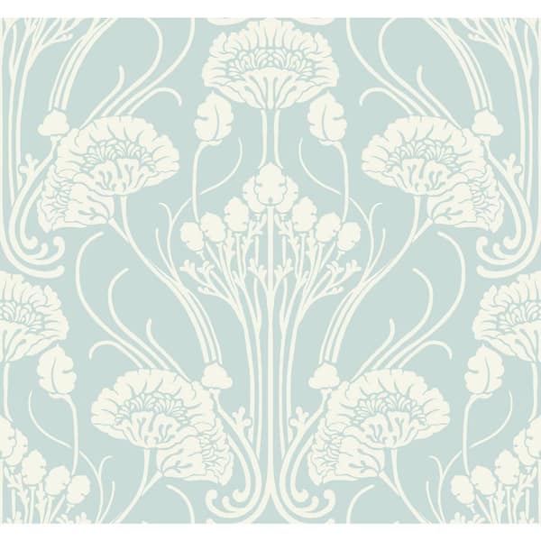 York Wallcoverings Blue Nouveau Damask Wallpaper, 27-in by 27-ft