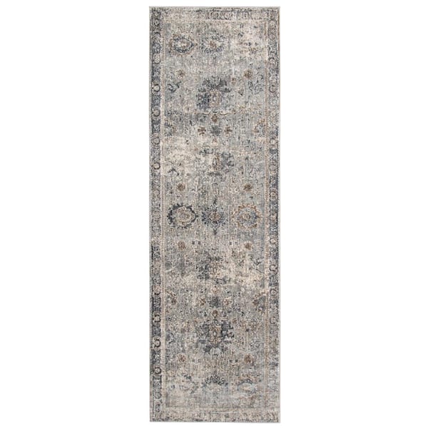 Amer Rugs Fairmont 3 ft. X 8 ft. Gray/Brown Border Area Rug