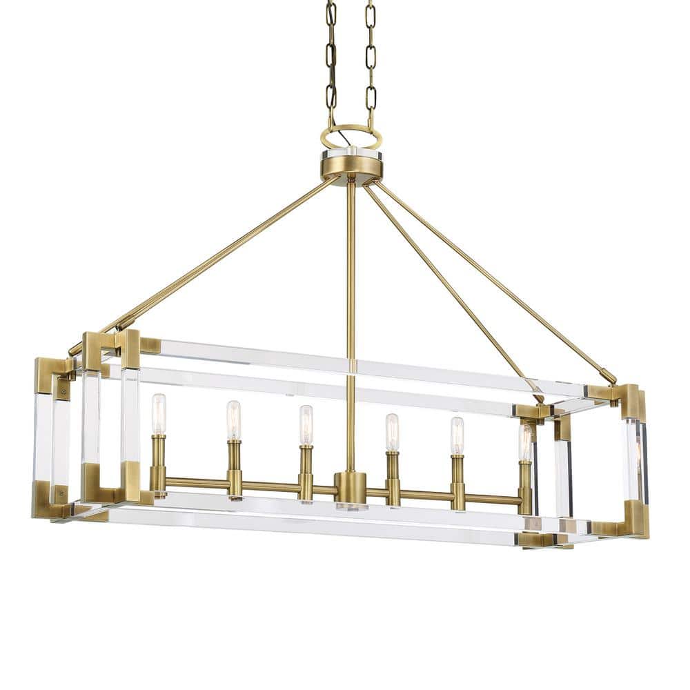 Prima Vista 6-Light Aged Antique Brass Island Chandelier with Clear Acrylic Accents price history on PriceWatchPro