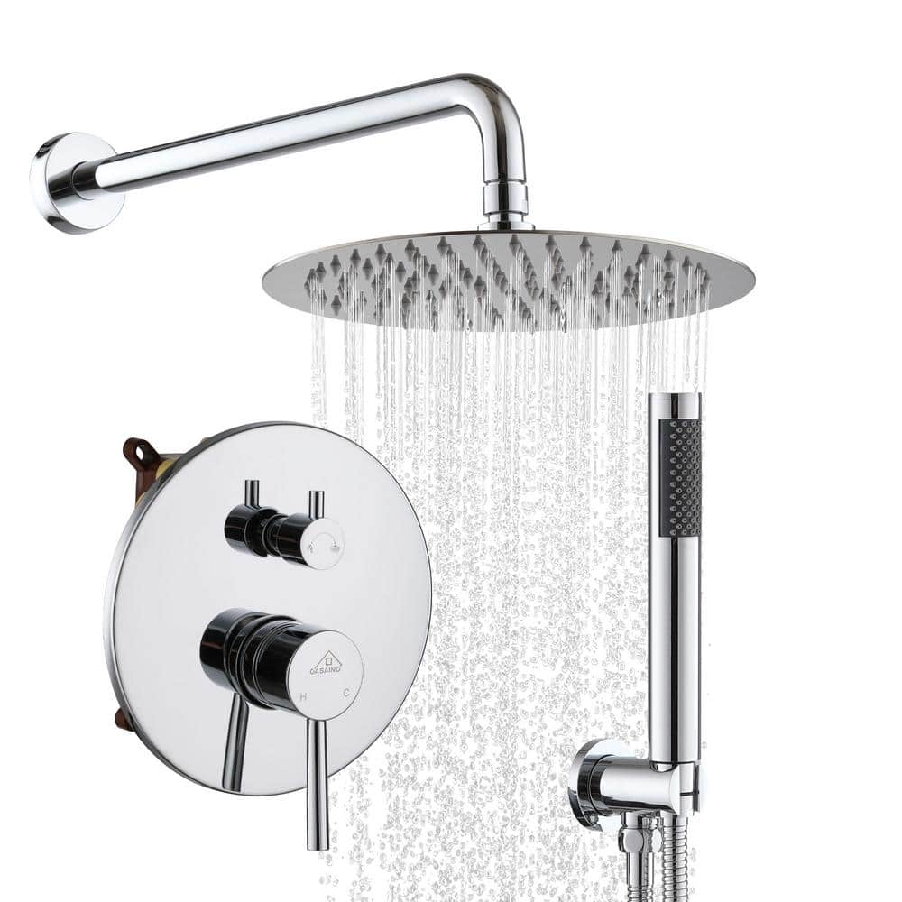 Chrome Dual Shower Head System with Handheld and Rain Shower