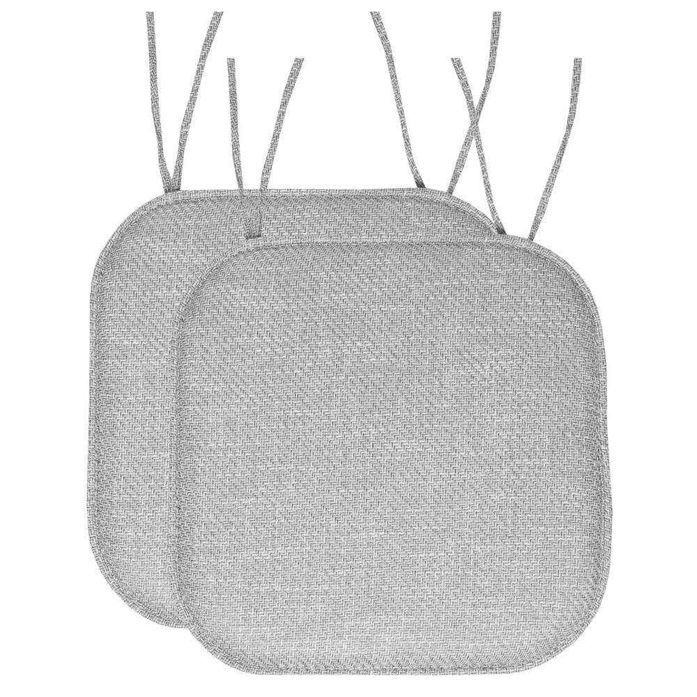Gray Herringbone Memory Foam Square 16 in. W x 16 in. D, Non-Slip Indoor/Outdoor Chair Seat Cushion with Ties (2-Pack) price history on PriceWatchPro