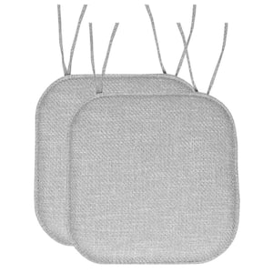 Gray Herringbone Memory Foam Square 16 in. W x 16 in. D, Non-Slip Indoor/Outdoor Chair Seat Cushion with Ties (2-Pack)