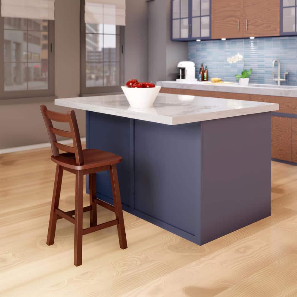 Scalera 24" Walnut Wood Swivel Counter Stool