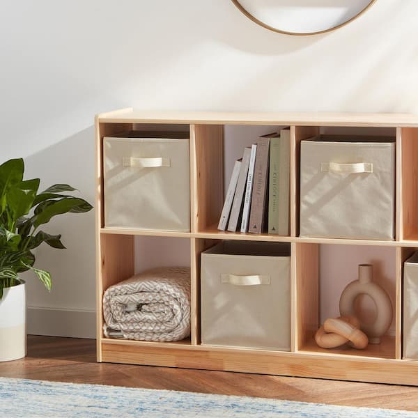 Unbranded Beige 10.5 in. x 11 in. Fabric Decorative Basket Set of 6