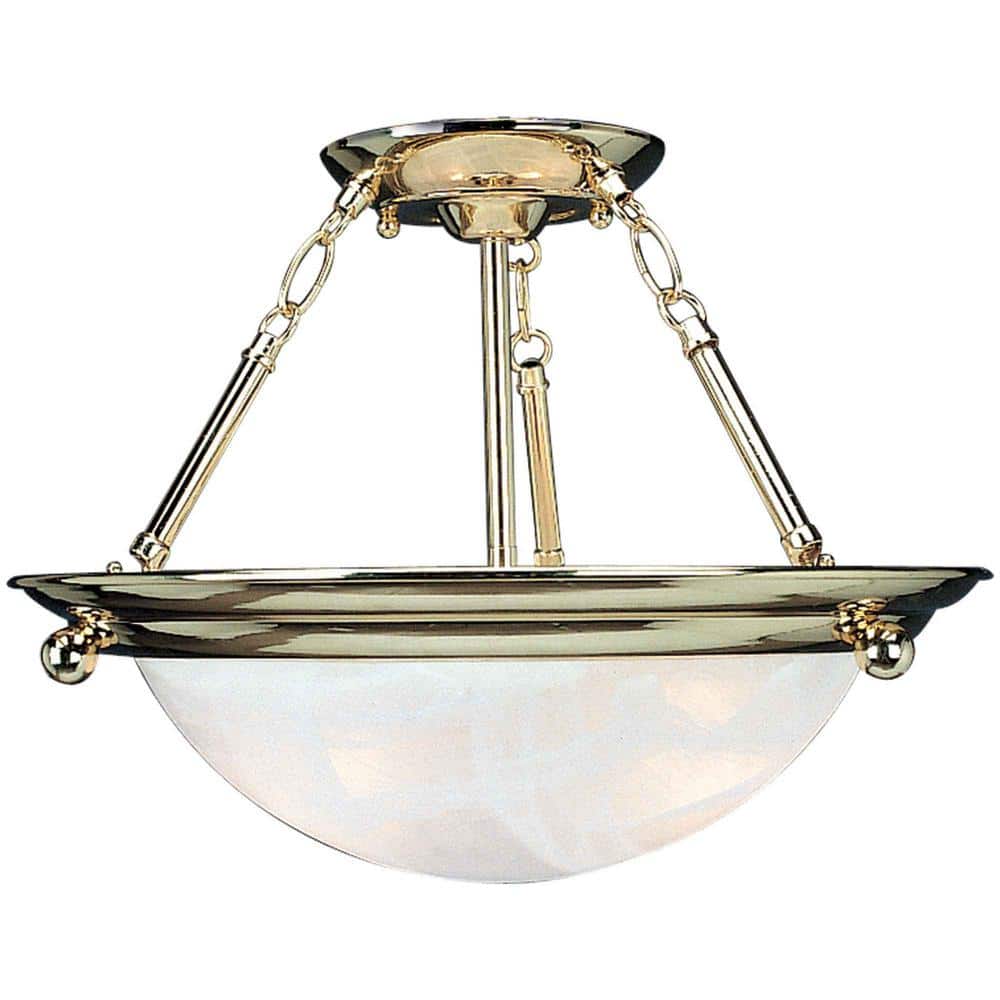 Lunar Satin Brass Alabaster Glass Bowl Pendant Light