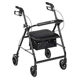 Rollator Rolling Walker with 6 in. Wheels, Fold Up Removable Back Support and Padded Seat, Black