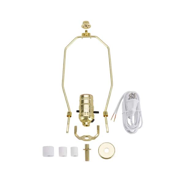 Aspen Creative Corporation Polished Brass Make-A-Bottle Lamp Push Through Socket Kit (1-Pack)