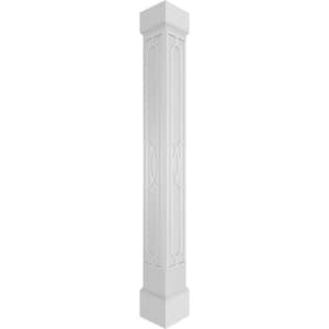 11-5/8 in. x 9 ft. Premium Square Non-Tapered Calico Fretwork PVC Column Wrap Kit with Mission Capital and Base