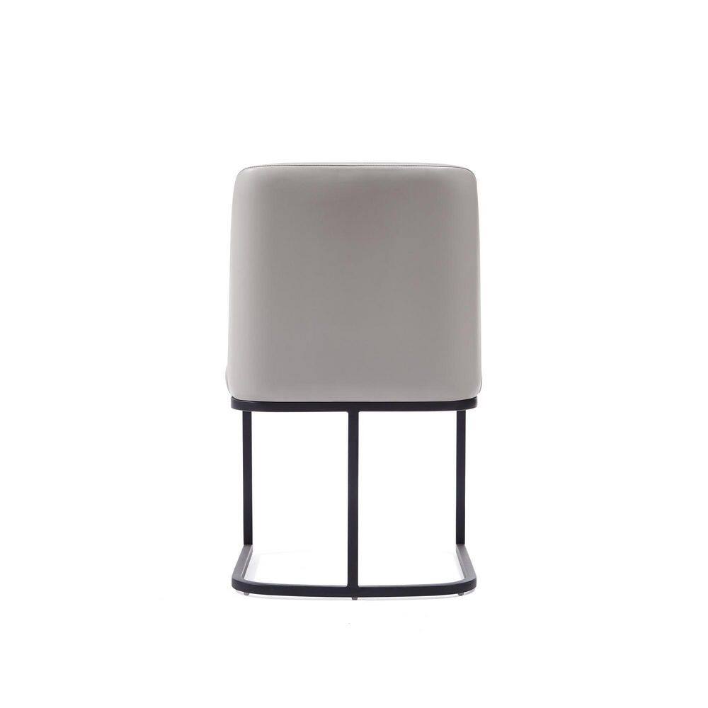 Light Grey Faux Leather Upholstered Side Chair Set with Metal Base