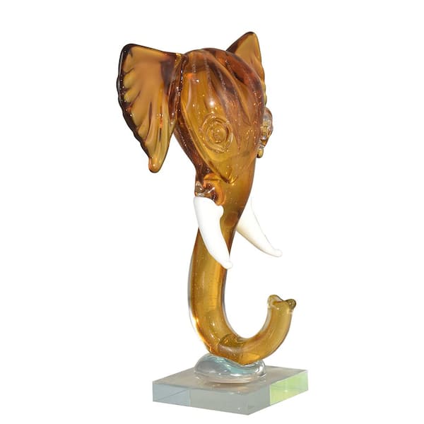 Dale Tiffany Congo Elephant Head Handcrafted Art Glass Figurine