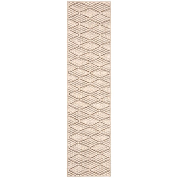 Palm Beach 2 ft. x 8 ft. Beige/Brown Diamond Knit Runner Rug