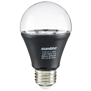 2-Watt A19 E26 Medium Base Glow Party Decorative LED Black Light Bulb