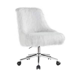 Arundell II Chrome and White Faux Fur Office Chairs
