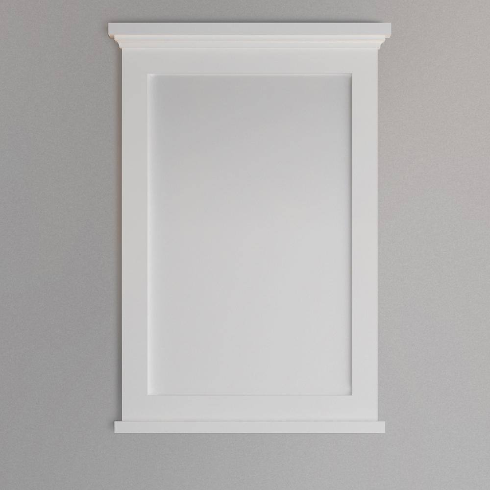 Matte White Rectangular Wood Bathroom Vanity Mirror