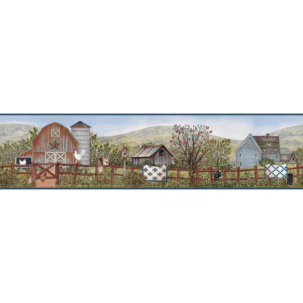 Chesapeake Clarksville Blue Farm Blue Wallpaper Border Sample 3119 ...