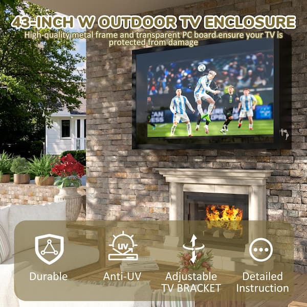 VEIKOUS 43 in. W Metal Outdoor TV Enclosure Cabinet, Patio TV
