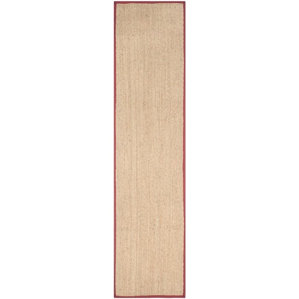 SAFAVIEH Natural Fiber Beige/Red 3 ft. x 8 ft. Border Runner Rug