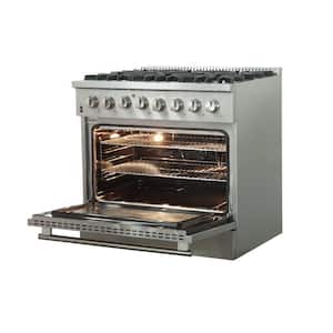 Galiano 36 in. Freestanding Pro Gas Range with 6 Sealed Burners and Electric 240-Volt Oven in Stainless Steel