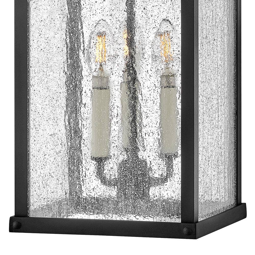Museum Black 3-Light Outdoor Wall Lantern with Clear Seedy Glass