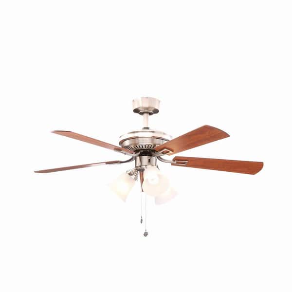 Hampton Bay Sinclair 44 in. Indoor Brushed Nickel Ceiling Fan with Light Kit