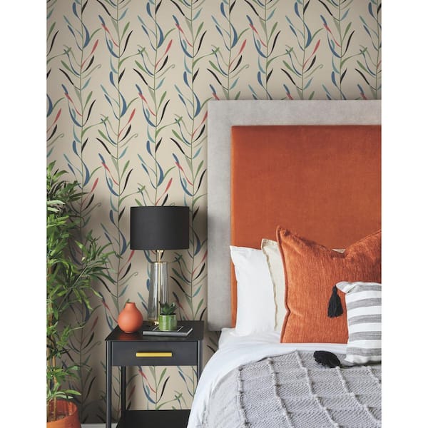 Chloe Vine Savanna Multi-Colored Matte Pre-pasted Paper Wallpaper 60.75 sq. ft