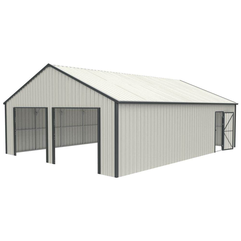 25 ft. W x 33 ft. D Double Door Metal Garage Shed with Side Entry Door (825