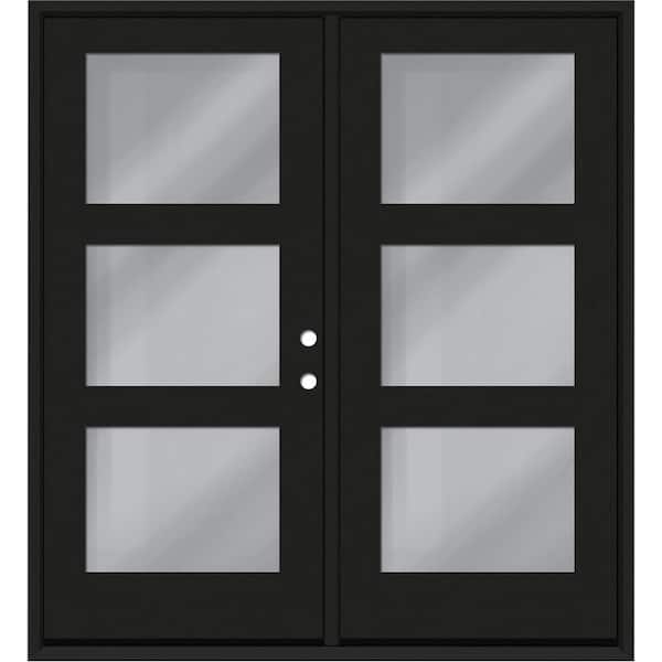 Regency 72 in. x 80 in. Modern 3L Equal Clear Glass Onyx LHIS Stained Fiberglass Retro Patio Door with 4 in. Jamb