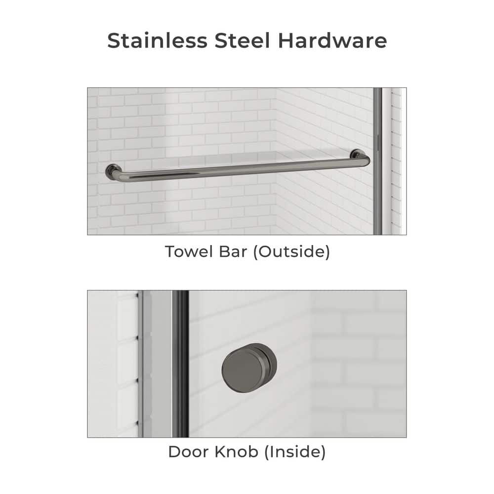 48" x 70" Brushed Nickel Semi-Frameless Sliding Shower Door