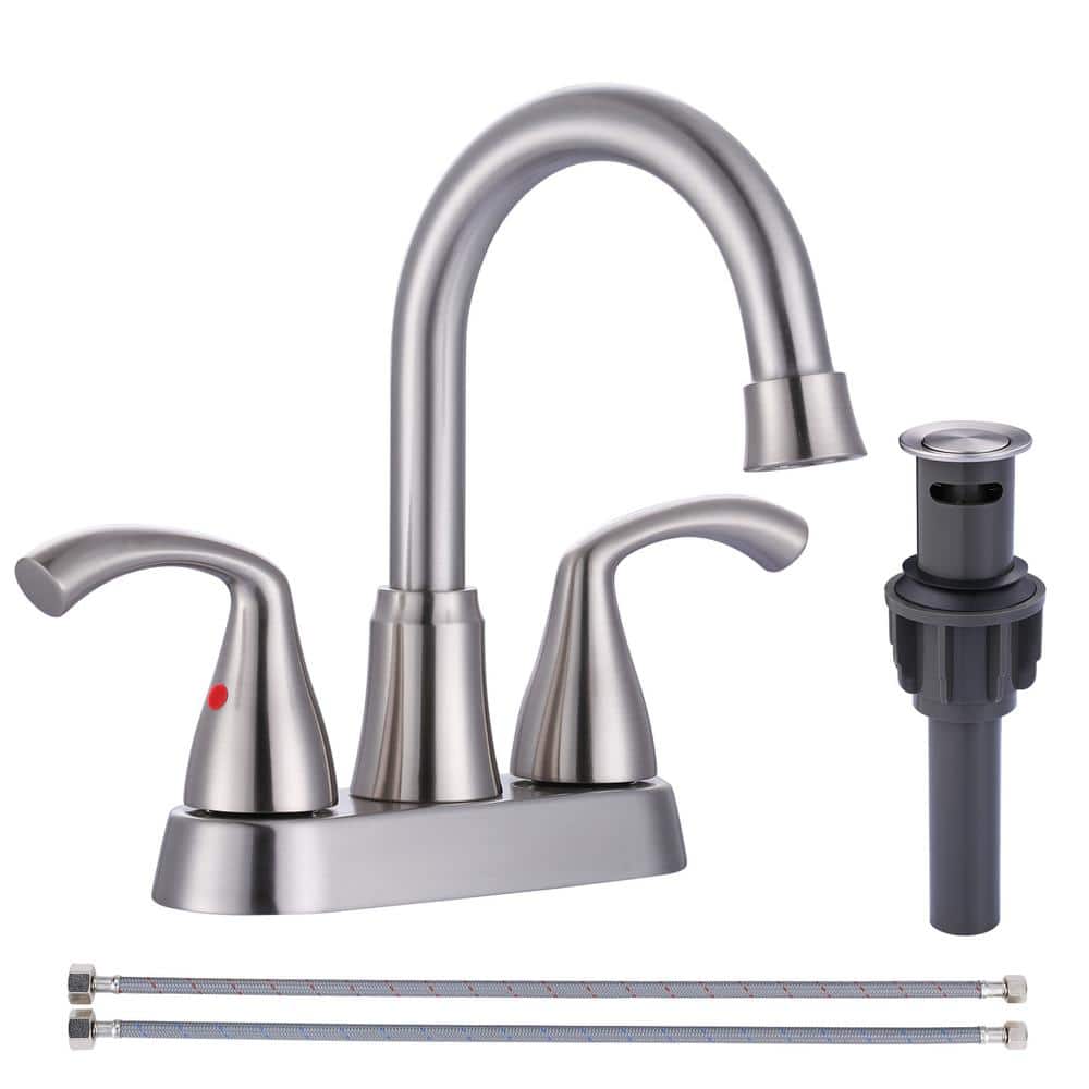 WOWOW 4 in. Centerset Double Handle High Arc Bathroom Faucet with