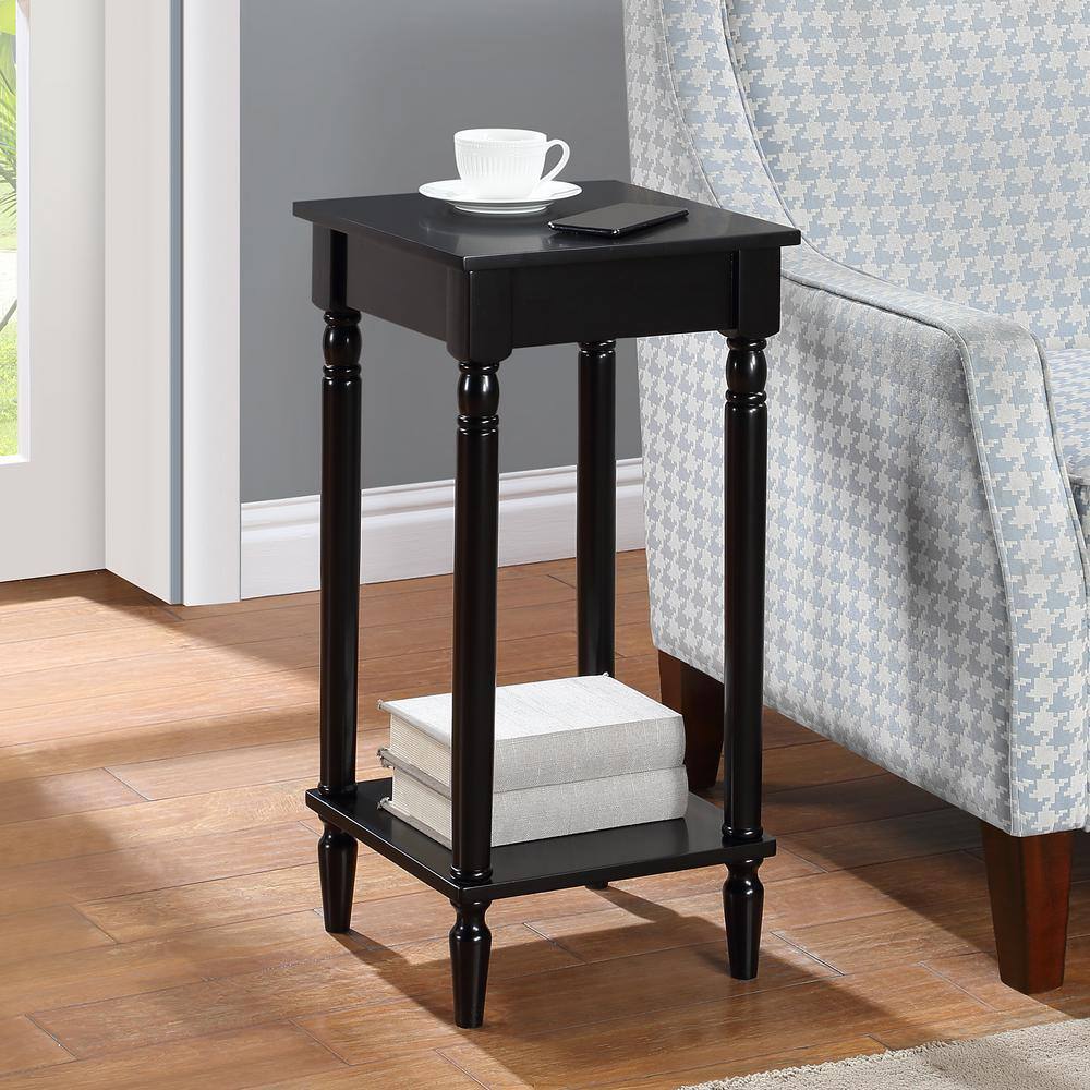 French Country Kim 14 in. Black Square End Table with Shelf - thumbnail 8