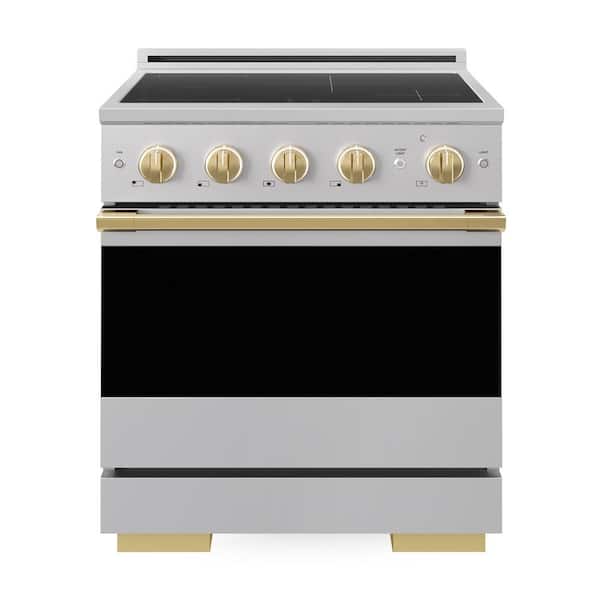 Autograph 30 in. 4.2 cu. ft. Marino Induction Range with 4 Burner Elements and Convection Oven in Stainless with Gold