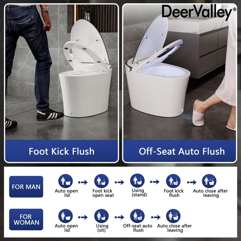 White Elongated Smart Bidet Toilet with Heated Seat and Remote