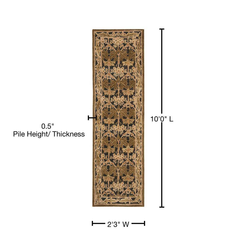 Hand-Tufted Navy and Sage Floral Wool Runner Rug, 2'3" x 10'