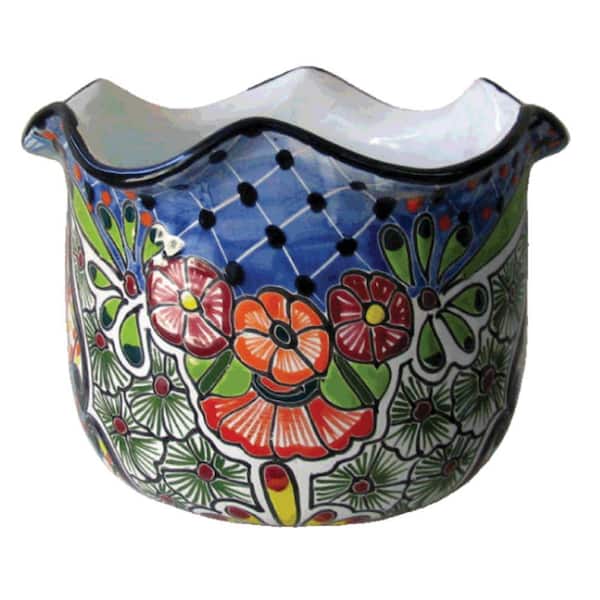 Ravenna Pottery Talavera 9 in. Round Ceramic Japonesa Pot - C 3