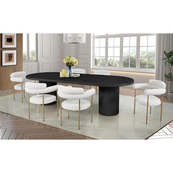 Whitehall Black Wood 123 in. L Double Pedestal Extendable Dining Table (Seats 10)
