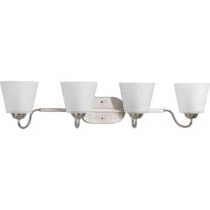 Arden Collection 4-Light Brushed Nickel Etched Glass Farmhouse Bath Vanity Light