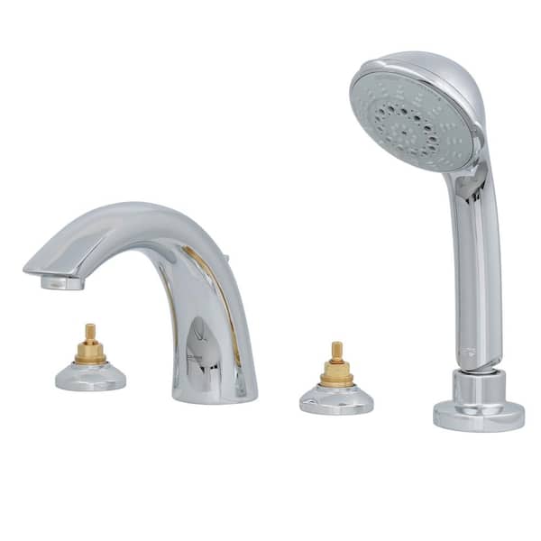 GROHE Arden 2-Handle Deck-Mount Roman Bathtub Faucet with Handheld Shower in StarLight Chrome