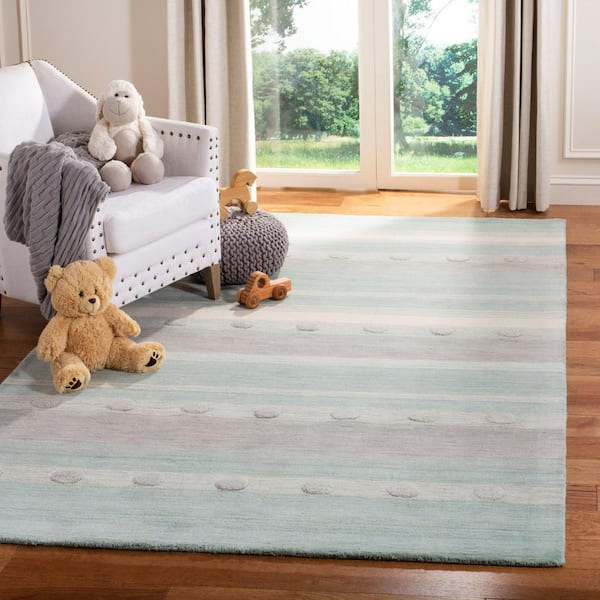 Kids Aqua/Ivory 8 ft. x 10 ft. Polka Dot Area Rug